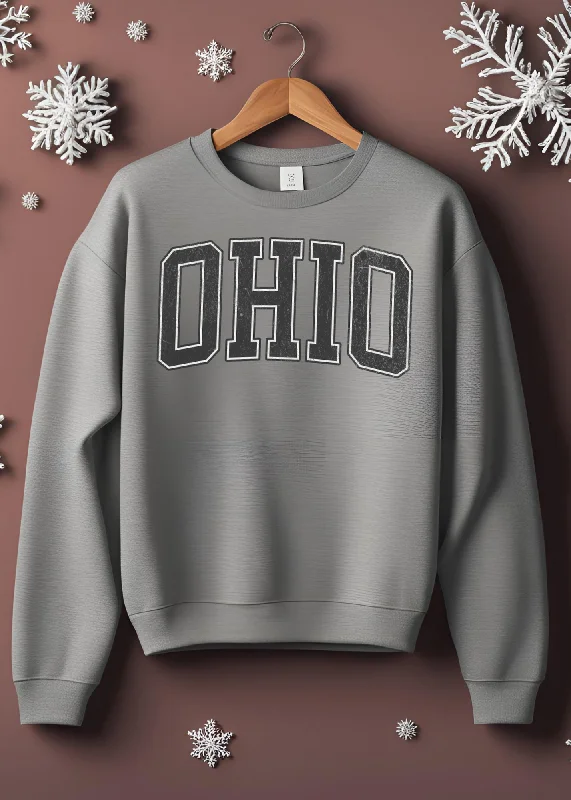 Special Offer MADE TO ORDER - DISTRESSED OHIO VARISITY LETTER BLACK GRAPHIC PULLOVER