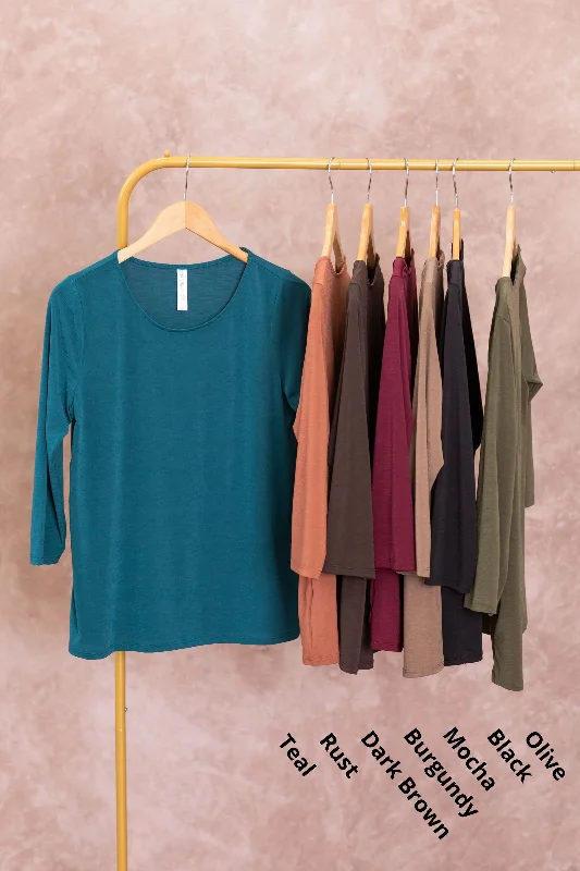 Weekend Specials to Love Solid Wrinkle Free 3/4 Sleeve Knit Top