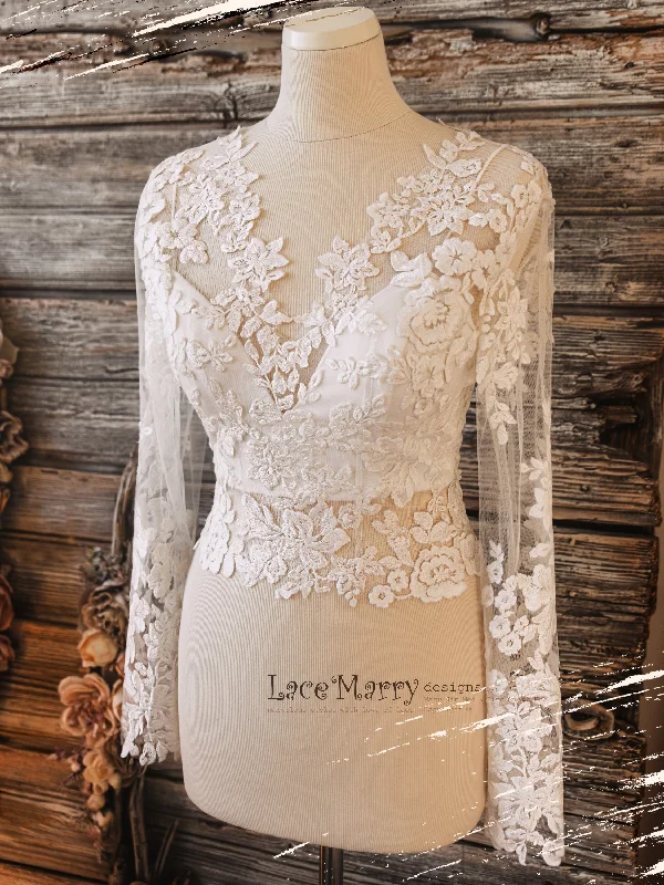 Weekend Savings Extravaganza ERIKA #10 / Boho Separate Bridal Lace Top with Long Sleeves