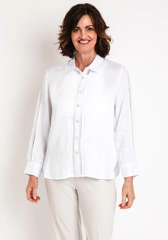 Discount Days Micha Embroidered Detail Linen Shirt, White