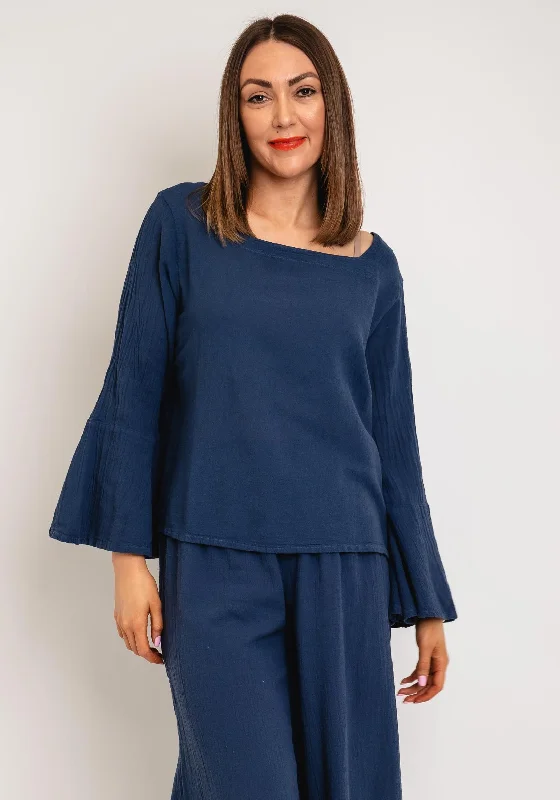 Huge Discounts One Life Tulip Sleeve Square Neck Top, Neptune