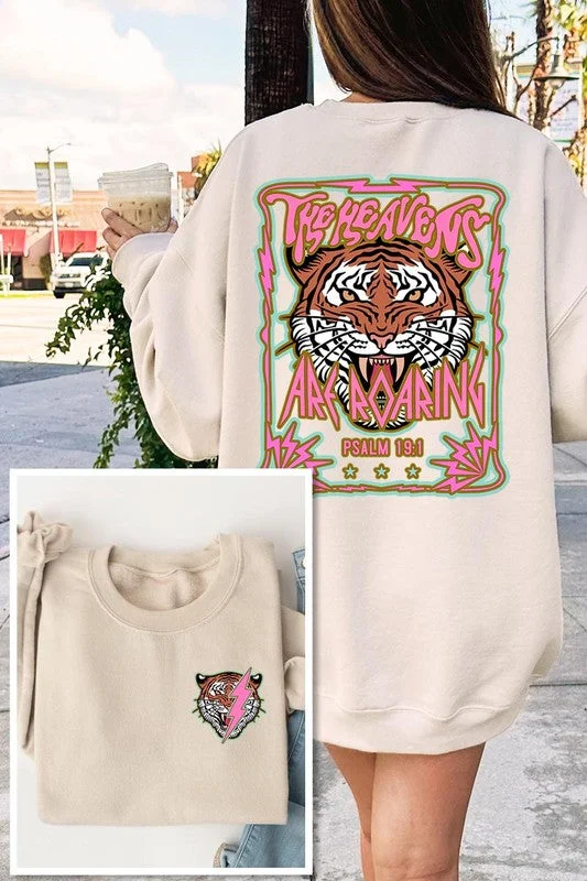 Extra Savings Tiger Front Back Graphic Fleece Sweatshirts
