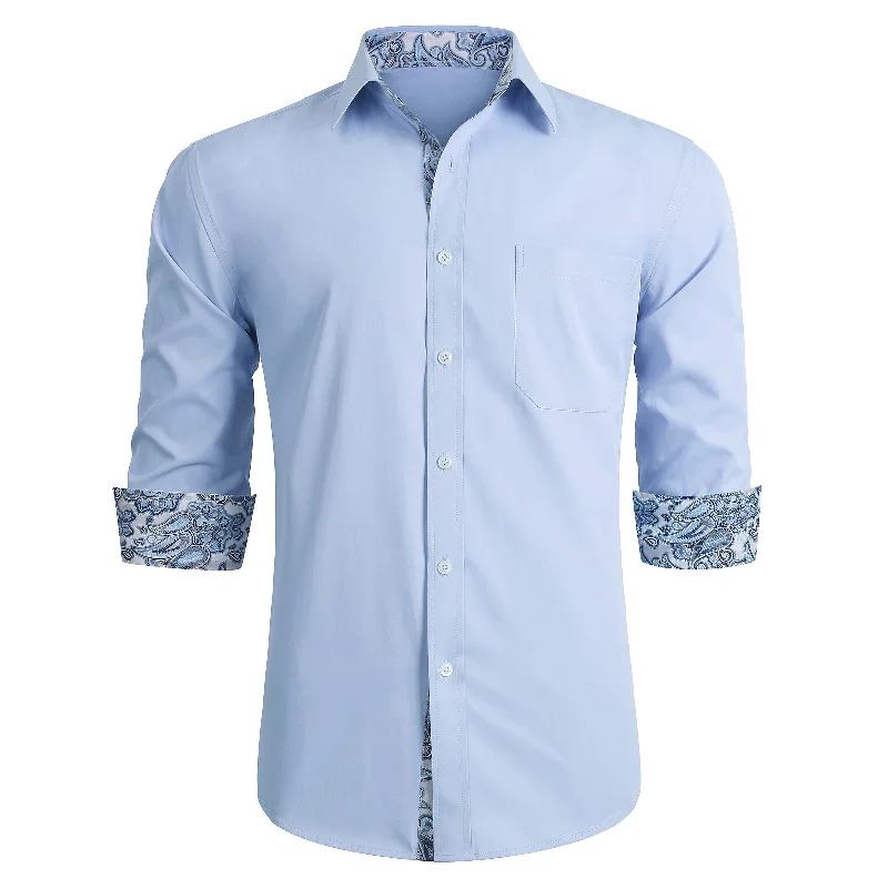 Men's Light Blue Dress Shirt with Pocket - LIGHT BLUE