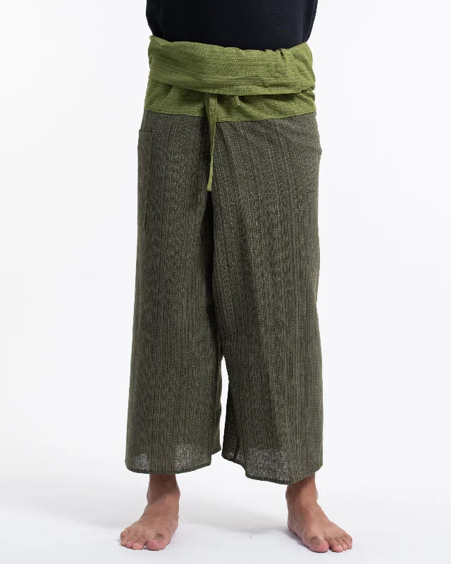 Stock Up and Save Unisex Two Tone Pinstripe Thai Fisherman Pants in Green