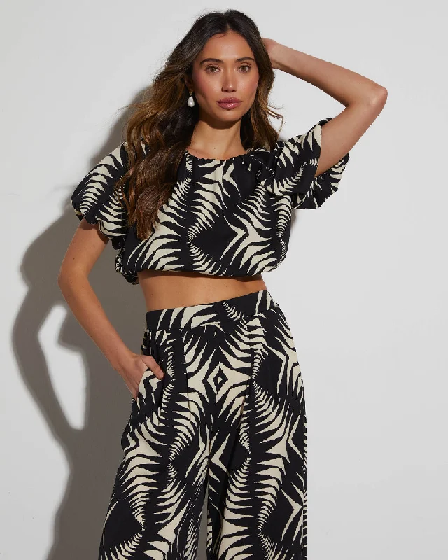 Deal Zone Stay With Me Printed Short Sleeve Top