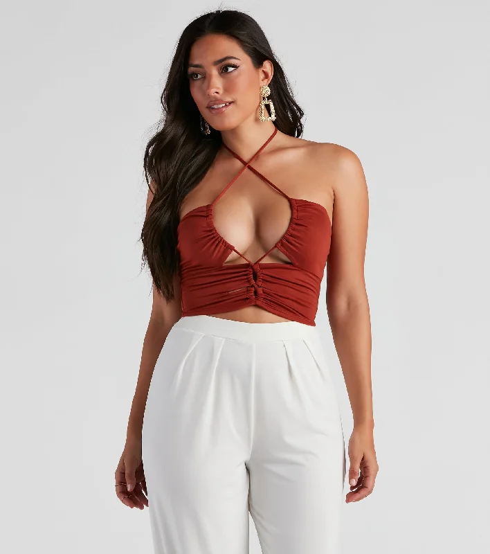 Clearance Sale Strings Attached Halter Crop Top
