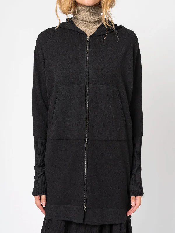 Weekend Discounts to Love Viscose and Wool Zipped Maxi Hoodie