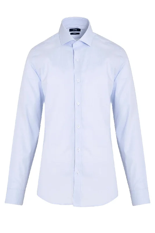 Slim Fit Long Sleeve Cotton Light Blue Dress Shirt