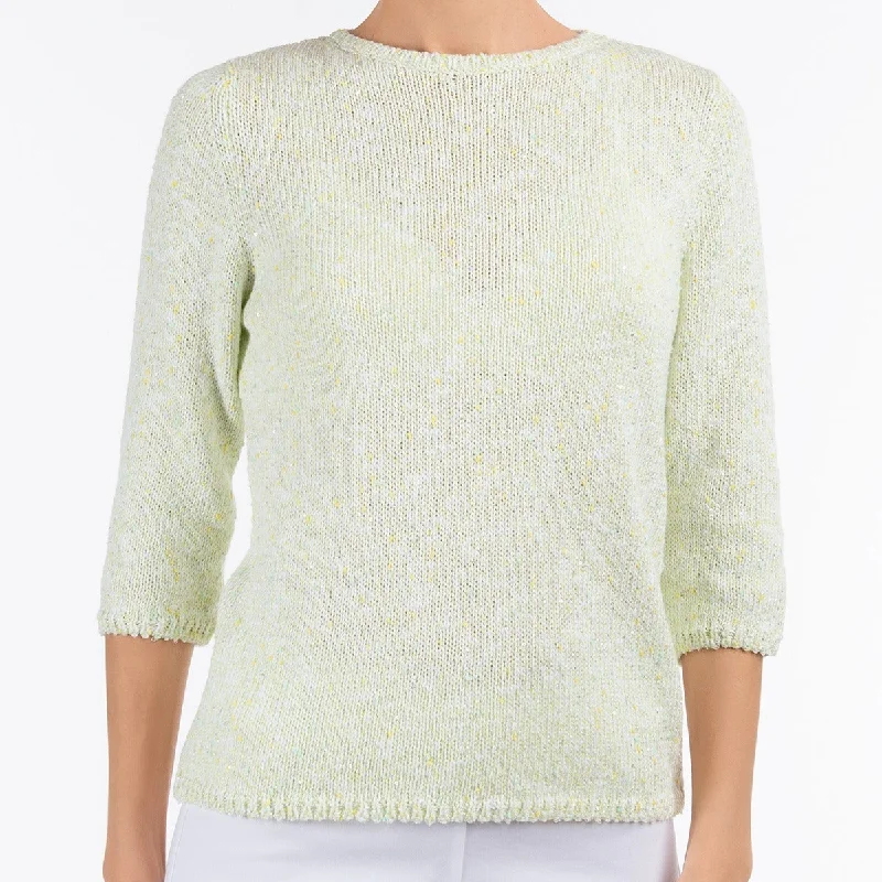 Last Chance Sequin & Slubs Pullover in Citron