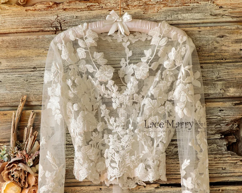 Great Bargain Long Sleeves Tie-up and Go Lace Top