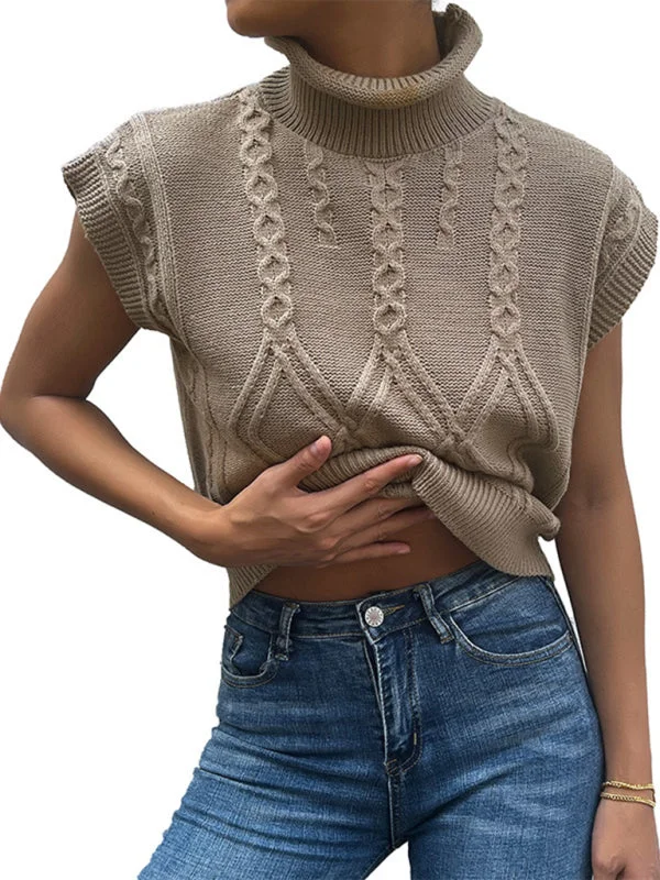 Shop and Save TastyHottie - New women's solid color short sleeve turtleneck sweater