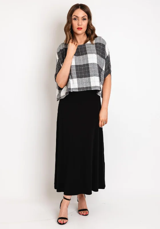 Weekend Shopping Bliss Ever Sassy Crinkled Check Top, Grey