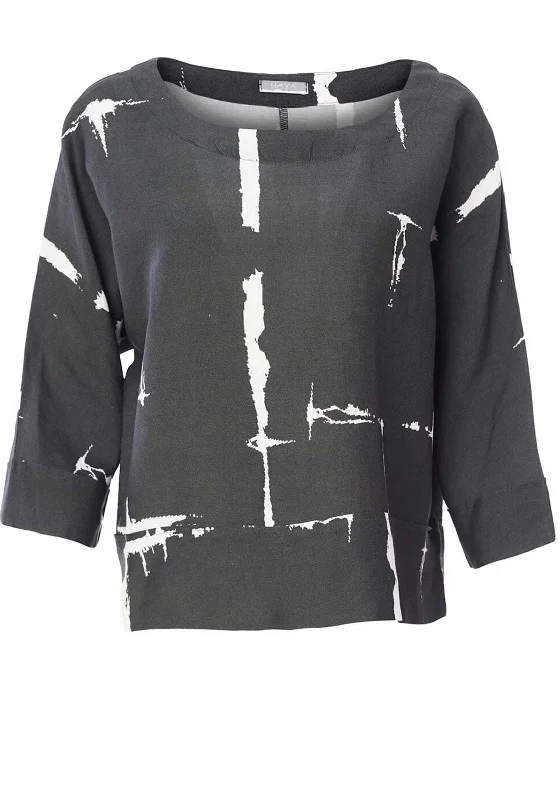 Huge Savings Naya Cracked Print Cropped Sleeve Top, Chive