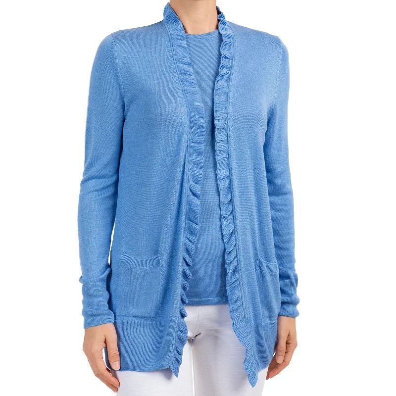 Don't Miss Out Silk Viscose Cardigan in French Blue
