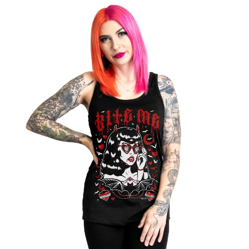 Special Offer Vampira Bite Me Racerback Tank Top