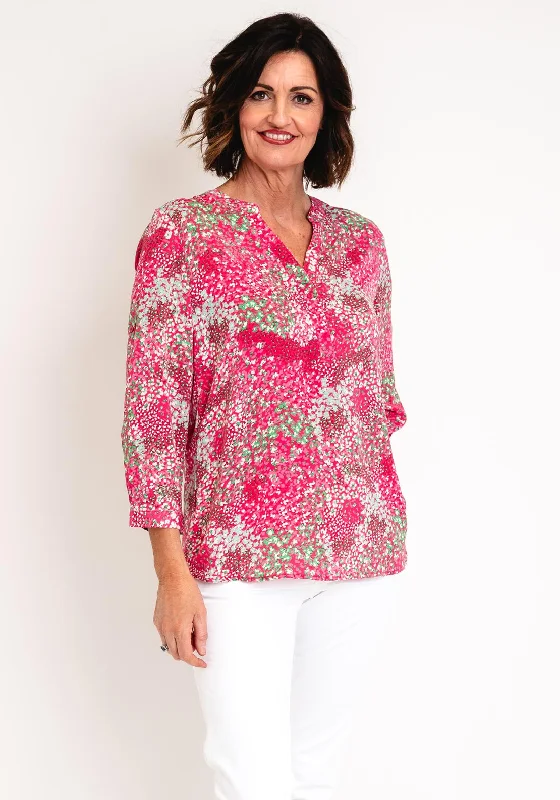 Discount Extravaganza Serafina Collection Curve Ditsy Flower Print Blouse, Pink