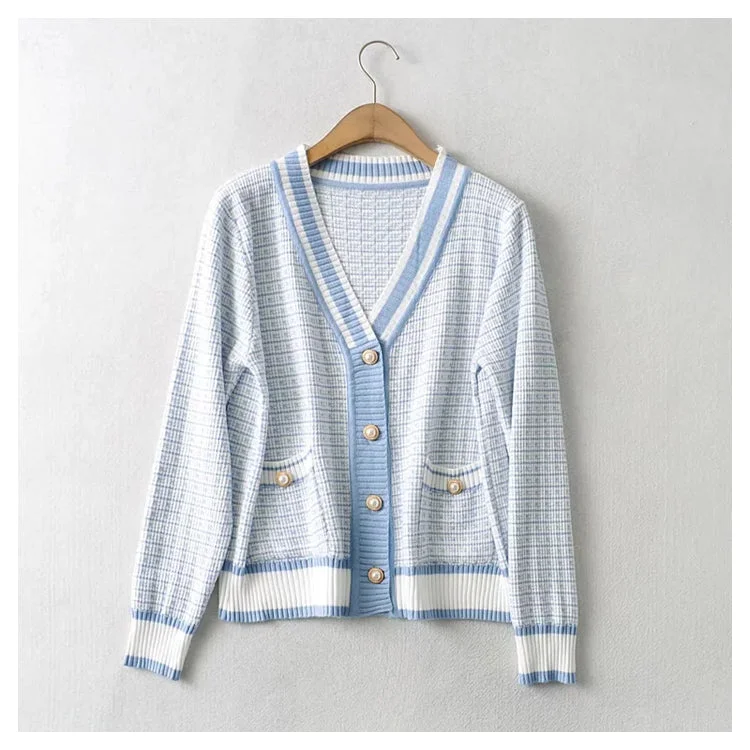 Mega Sale Xiaoxiangfeng V-neck pearl button loose knit cardigan coat  7460