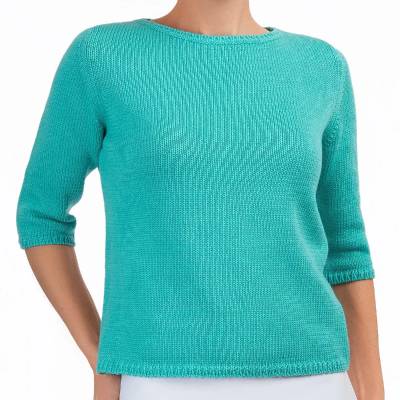 Weekend Deals That Thrill 3/4 Sleeve Pullover in Light Teal