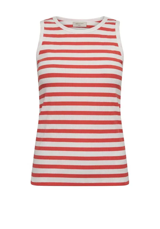 Weekend Deals That Spark Freequent Effy Rib Knit Tank Top, Off White & Hot Coral