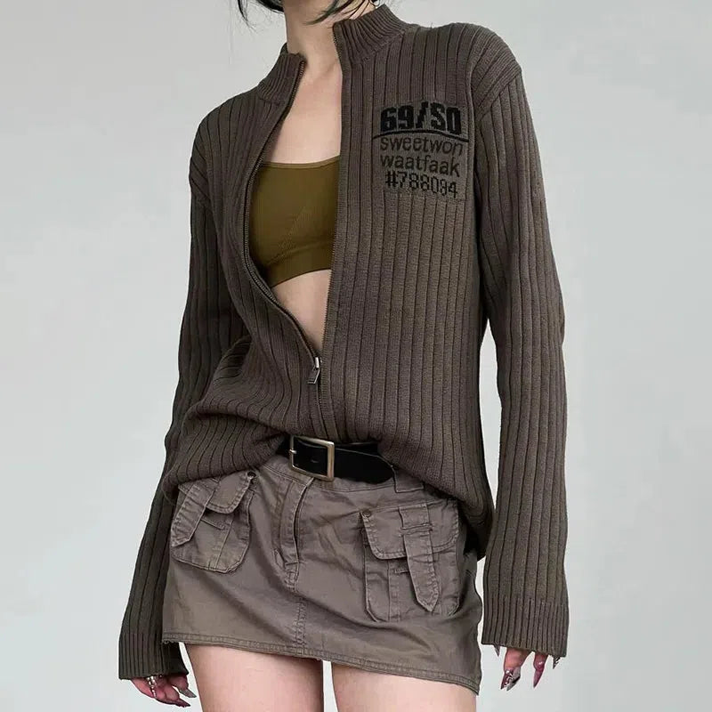Price Meltdown Grunge Zip-Up Cardigan Jacket