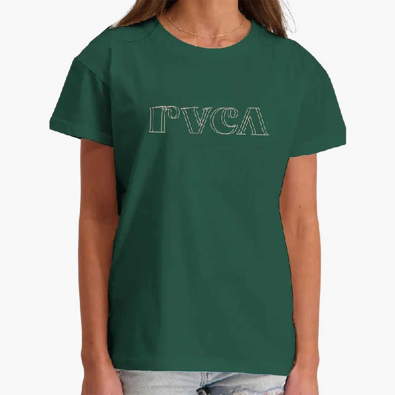 Limited Edition Rvca Womens Curl Keyline Short Sleeve Tee Pine Needle