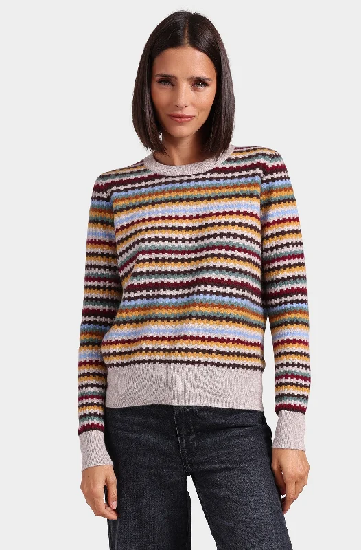 Steals and Deals CASHMERE TEXTURED STRIPE CREW
