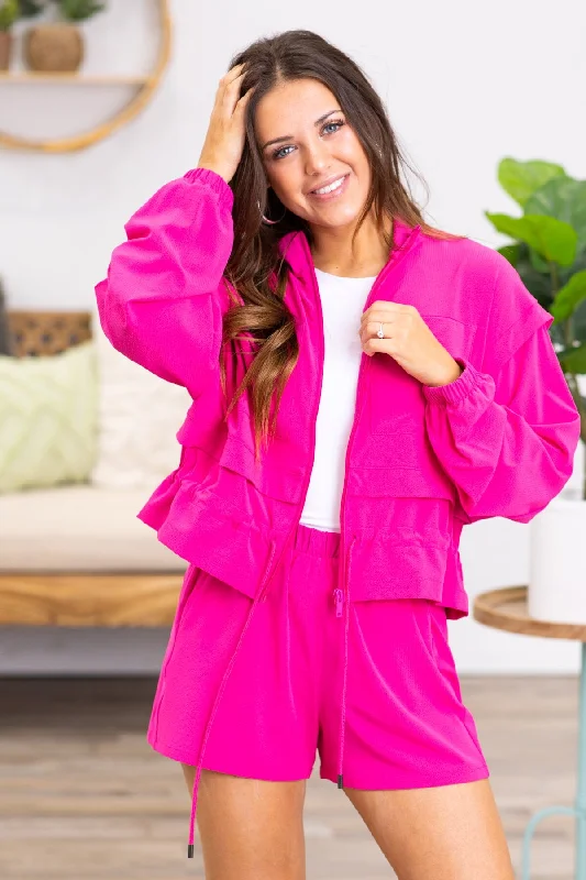 Flash Sale Fuchsia Active Jacket With Drawstring Detail