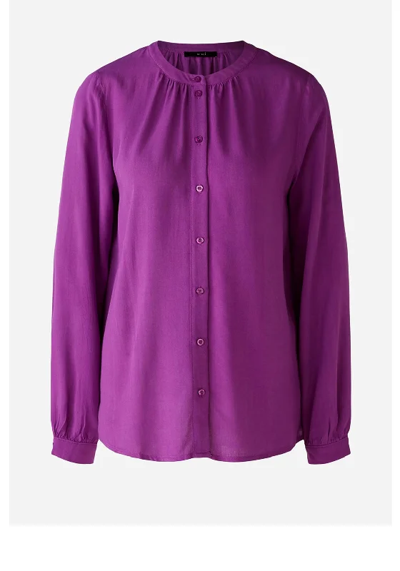 Major Deal Oui Viscose Long Sleeve Blouse, Sparkling Grape