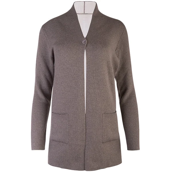 Huge Savings Double-Faced Single Button Cardigan in Taupe