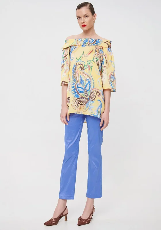 Extra Discounts Camelot Floral Paisley Off-Shoulder Top, Yellow