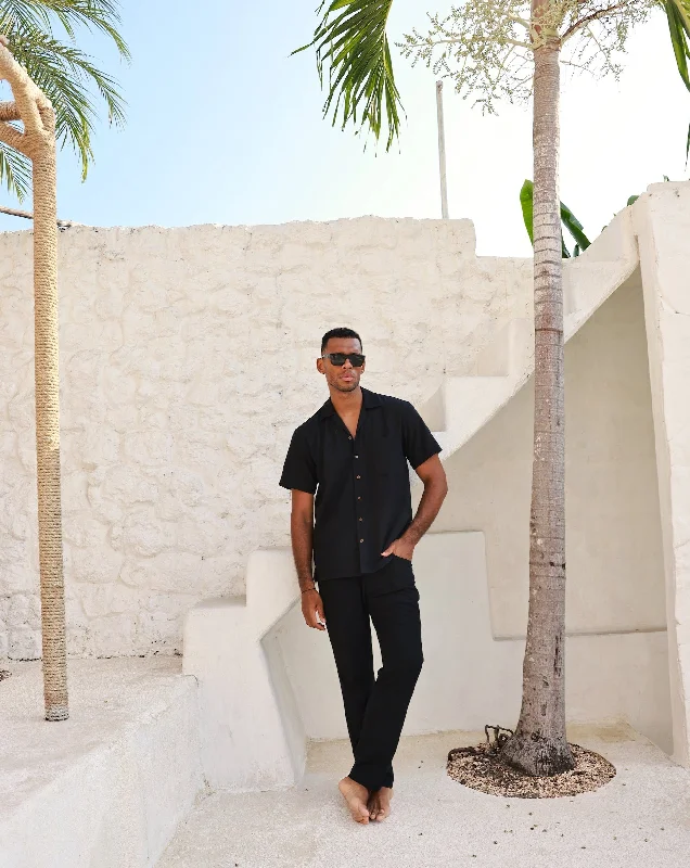 The Mykonos - Black Linen Vacation Pants