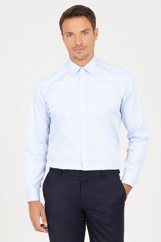 Regular Fit 100% Cotton Blue Dress Shirt