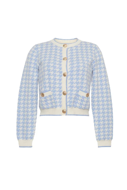 Best Choice Priscilla Cardigan in Houndstooth Blue