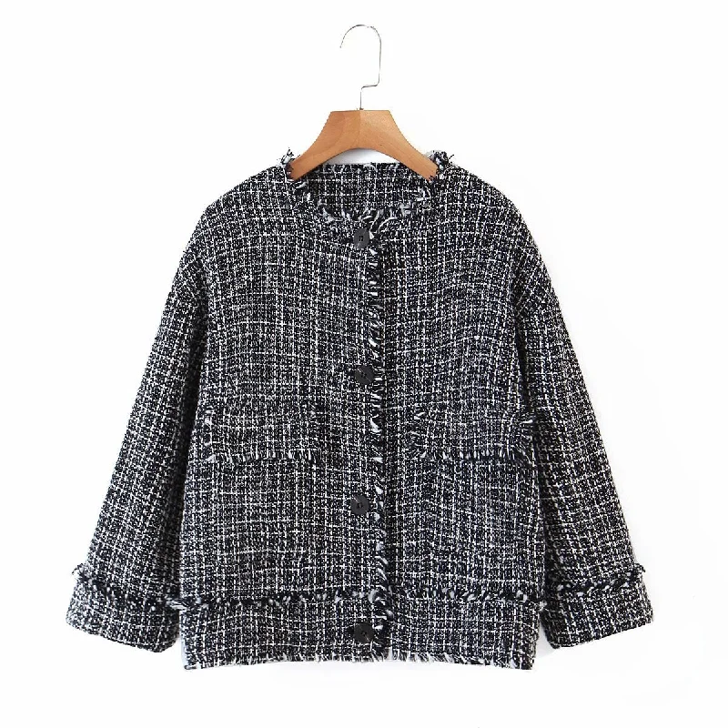 Early Access autumn woollen sweater for women with short, fringed cardigan  1386