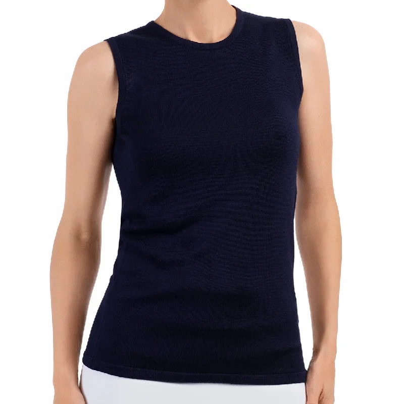 Midnight Madness Silk Viscose Tank in Navy