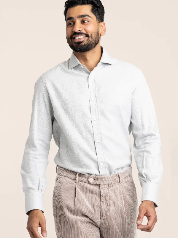 Grey Cotton Blend Dress Shirt