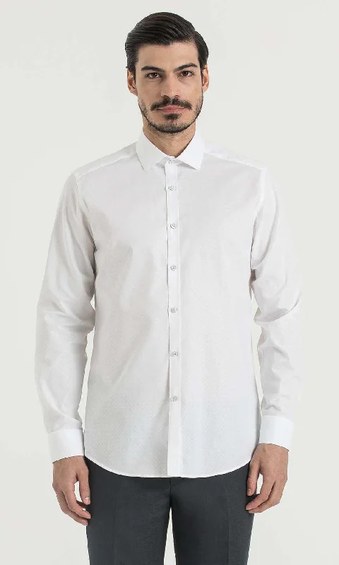 Regular Fit 100% Cotton White Dress Shirt