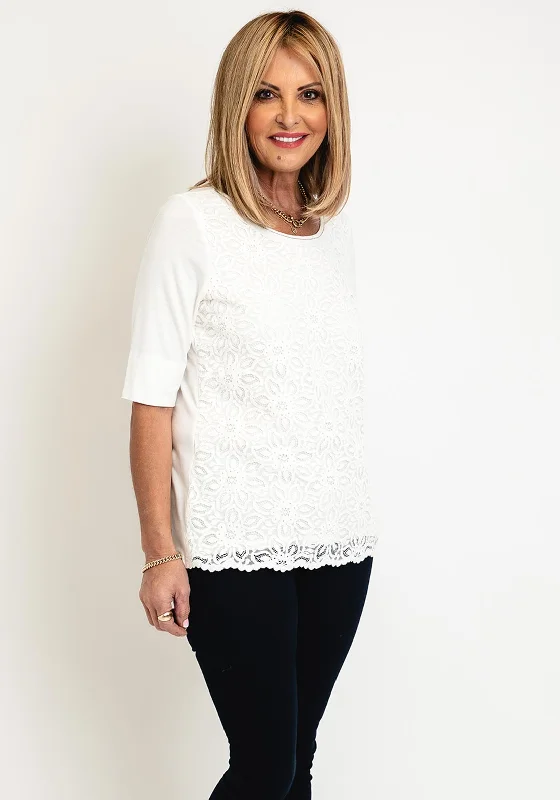 Take Advantage Just White Embroidered Layer Top, Off-White