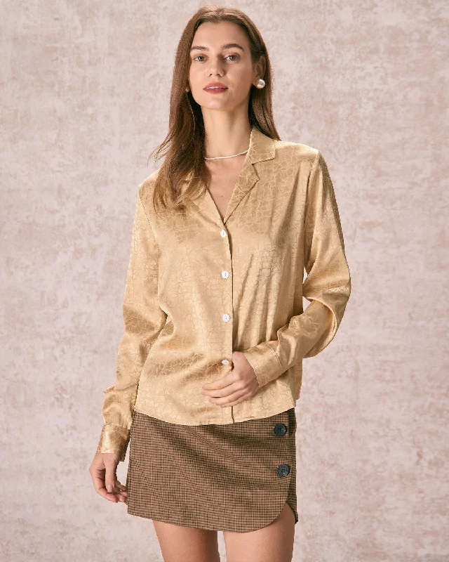 Loyalty Reward The Yellow Geometric Jacquard Satin Shirt