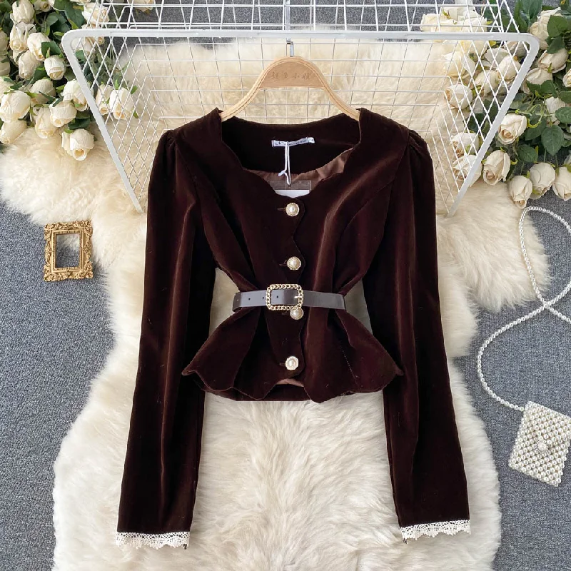 Lowest Price Top short velvet foreign style shirt  1501