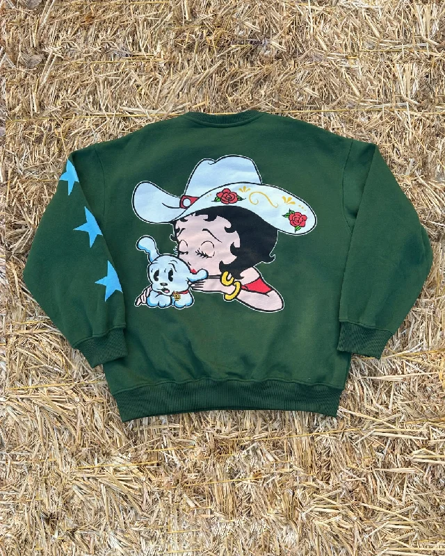 Massive Deals Betty Boop W/ Pudgy - Fleece Sweater - Dark Green