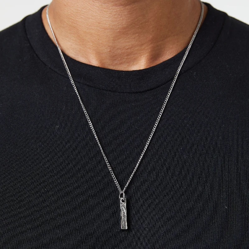 Bar Pendant Necklace | Silver