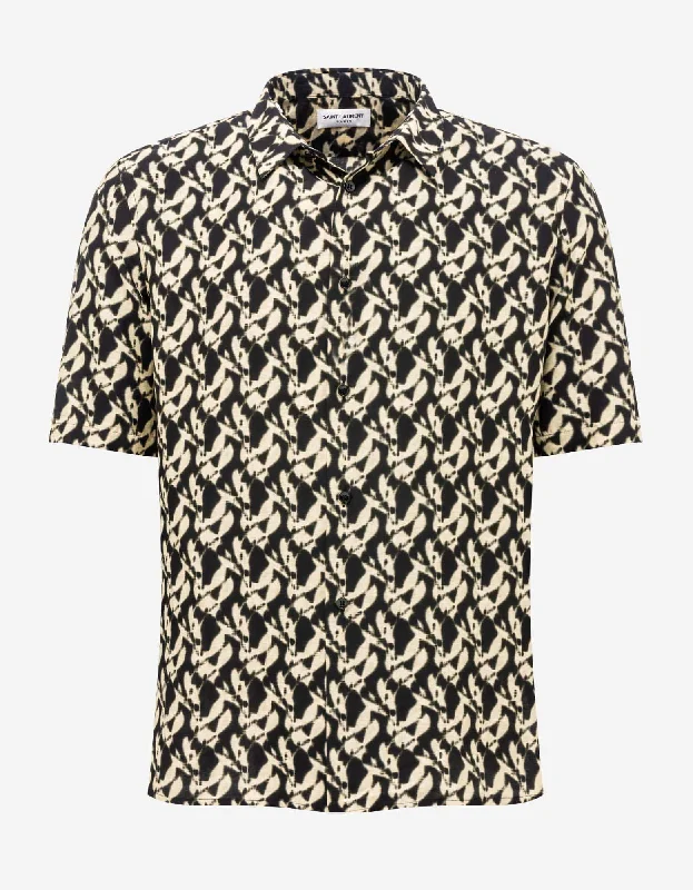 Saint Laurent Black & Beige Print Shirt