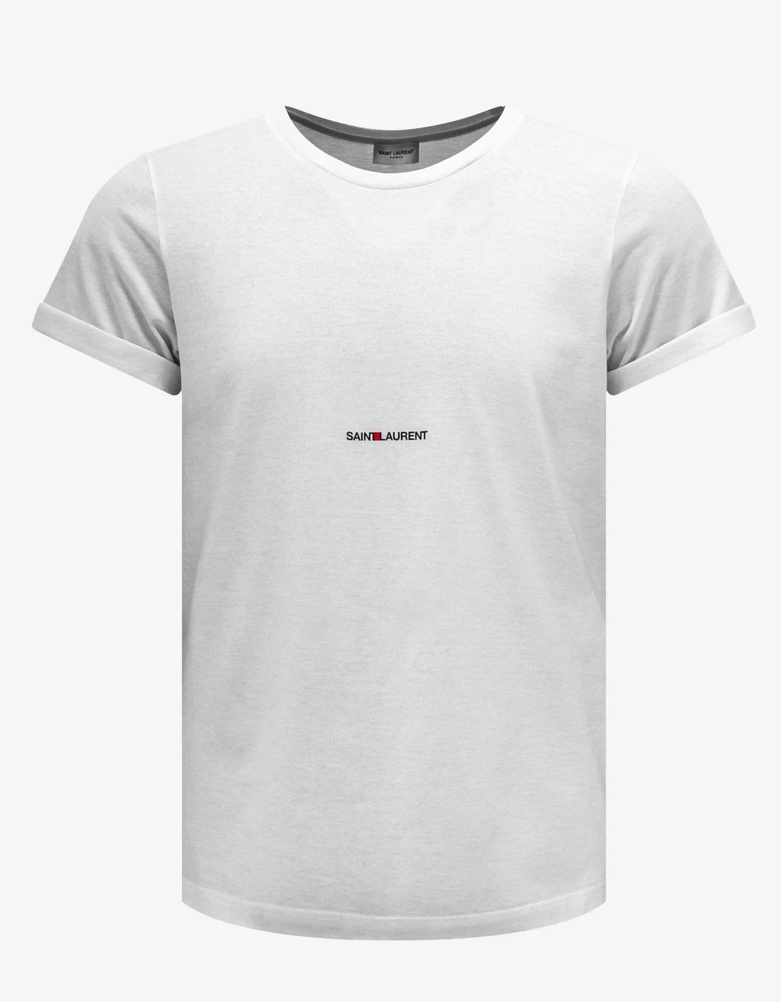 Saint Laurent White Rive Gauche Logo T-Shirt