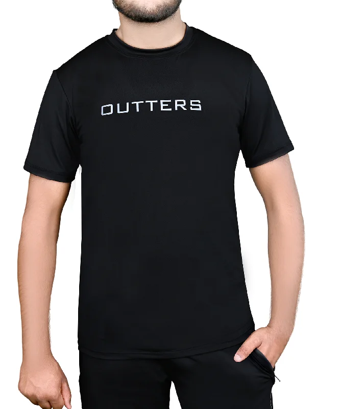 Outters Men Performance Dry fit Sports Half sleeve T shirt  Gym Fitness  Black