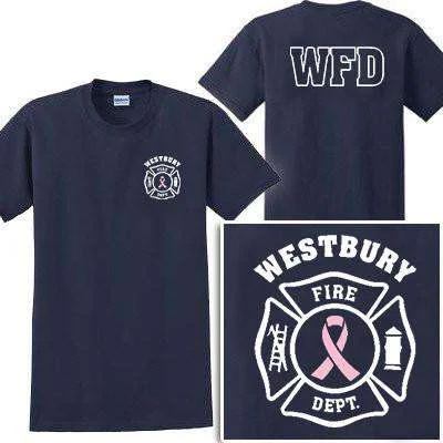 Breast Cancer Ribbon Maltese Cross Design, Firefighter T-Shirt