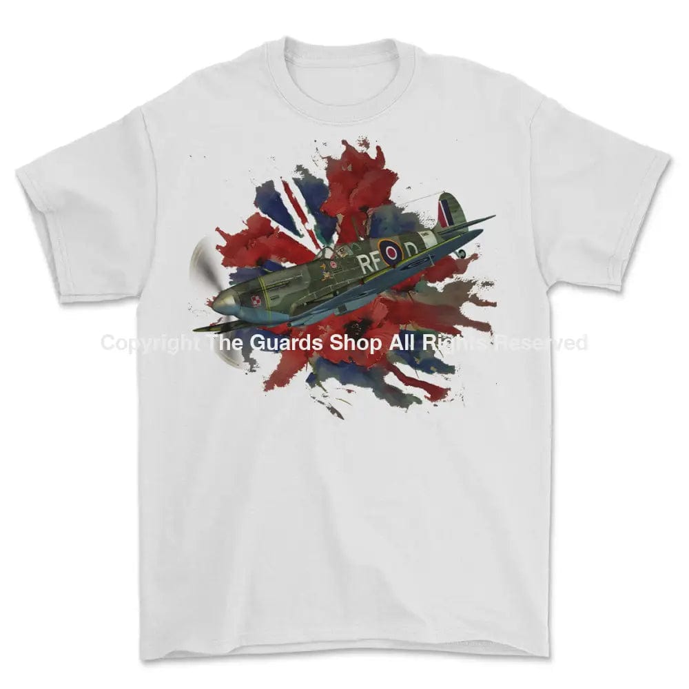 SPITFIRE ON POPPY UNION FLAG Printed T-Shirt