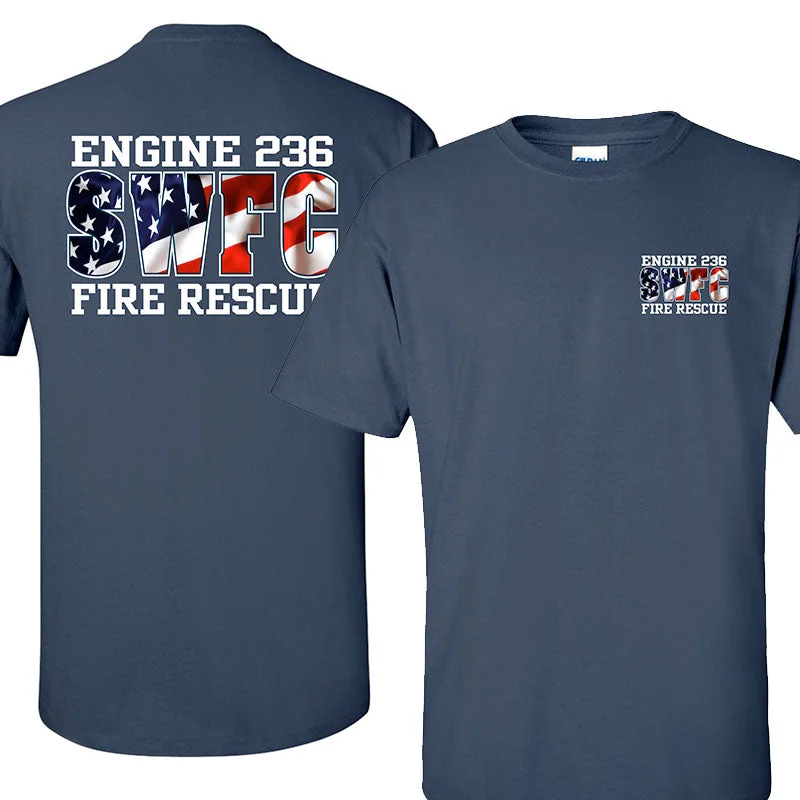 Wavy American Flag Design, Firefighter T-Shirt